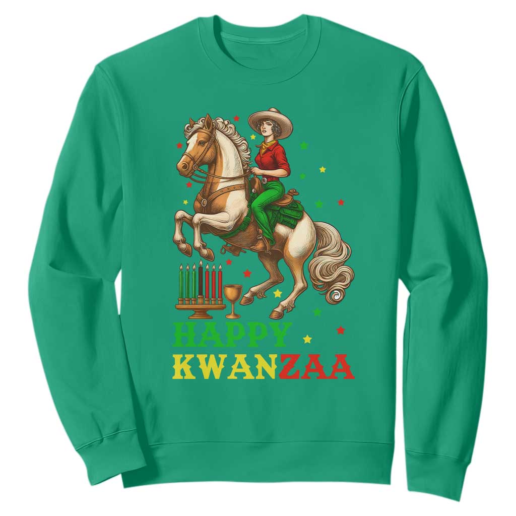 Happy Kwanzaa Cowgirl Sweatshirt Funny African American Festival Gift TS12 Irish Green Print Your Wear