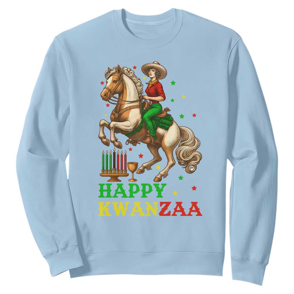 Happy Kwanzaa Cowgirl Sweatshirt Funny African American Festival Gift TS12 Light Blue Print Your Wear