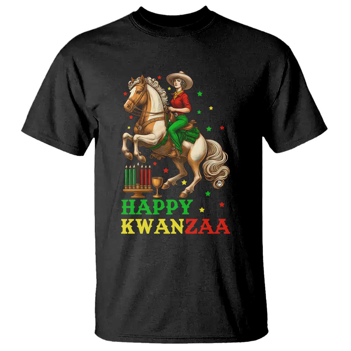 Happy Kwanzaa Cowgirl T Shirt Funny African American Festival Gift TS12 Black Print Your Wear