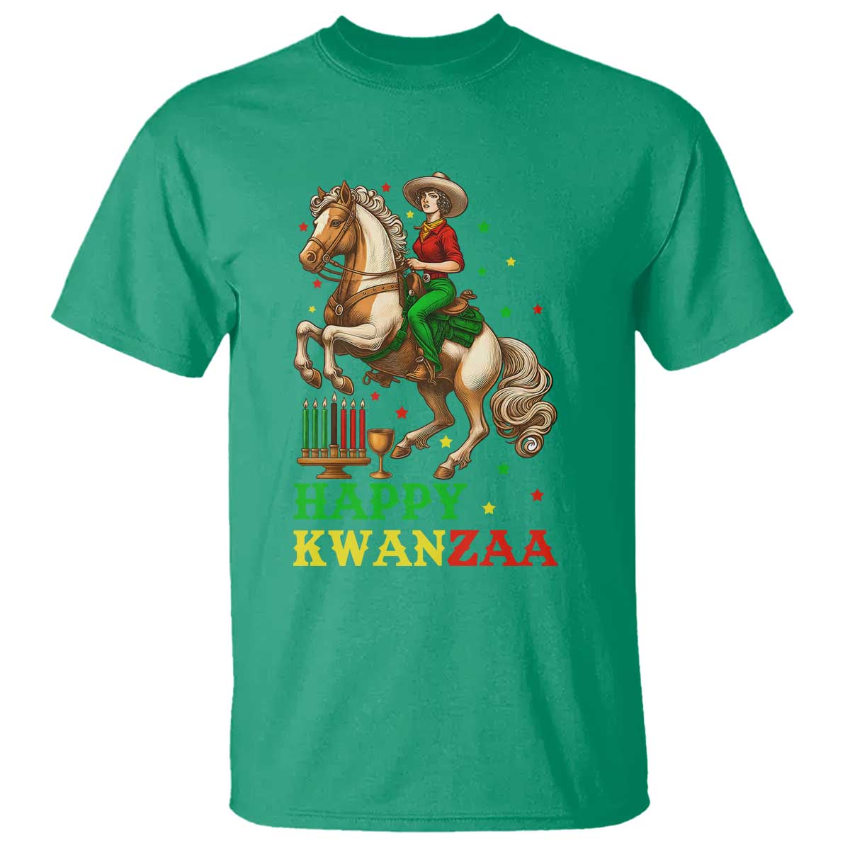 Happy Kwanzaa Cowgirl T Shirt Funny African American Festival Gift TS12 Irish Green Print Your Wear