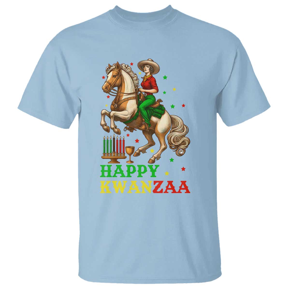 Happy Kwanzaa Cowgirl T Shirt Funny African American Festival Gift TS12 Light Blue Print Your Wear