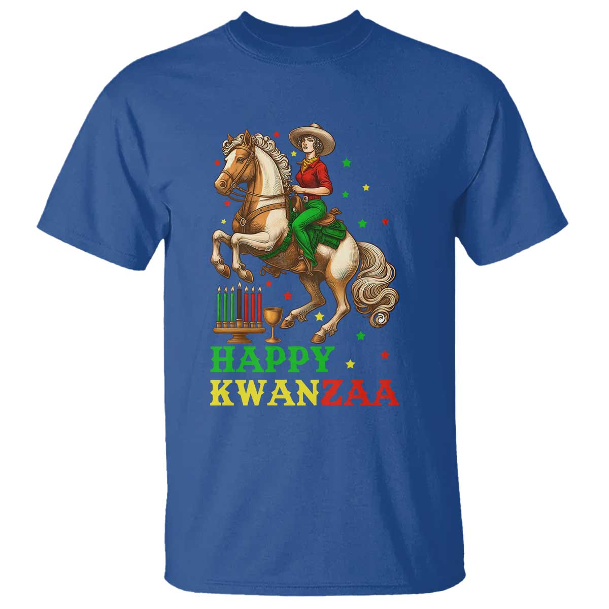 Happy Kwanzaa Cowgirl T Shirt Funny African American Festival Gift TS12 Royal Blue Print Your Wear
