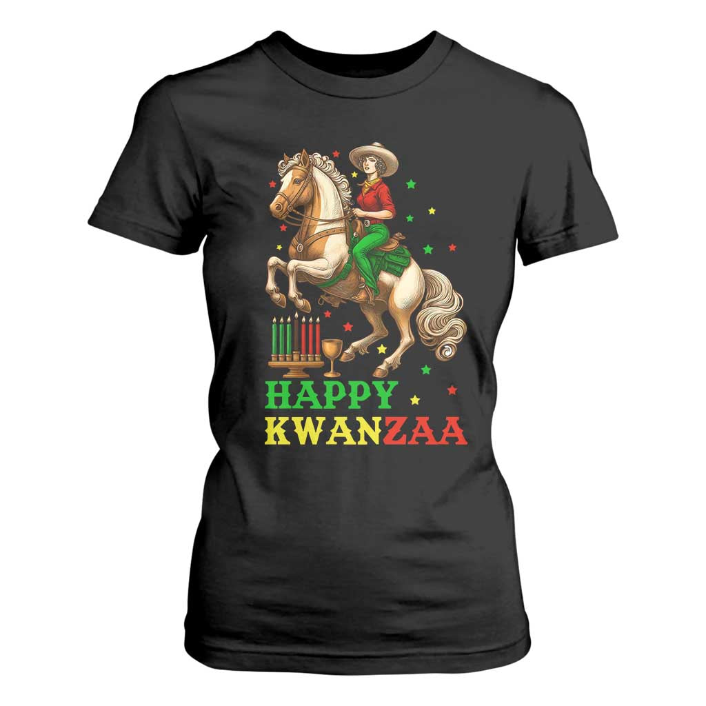Happy Kwanzaa Cowgirl T Shirt For Women Funny African American Festival Gift - Print Your Wear
