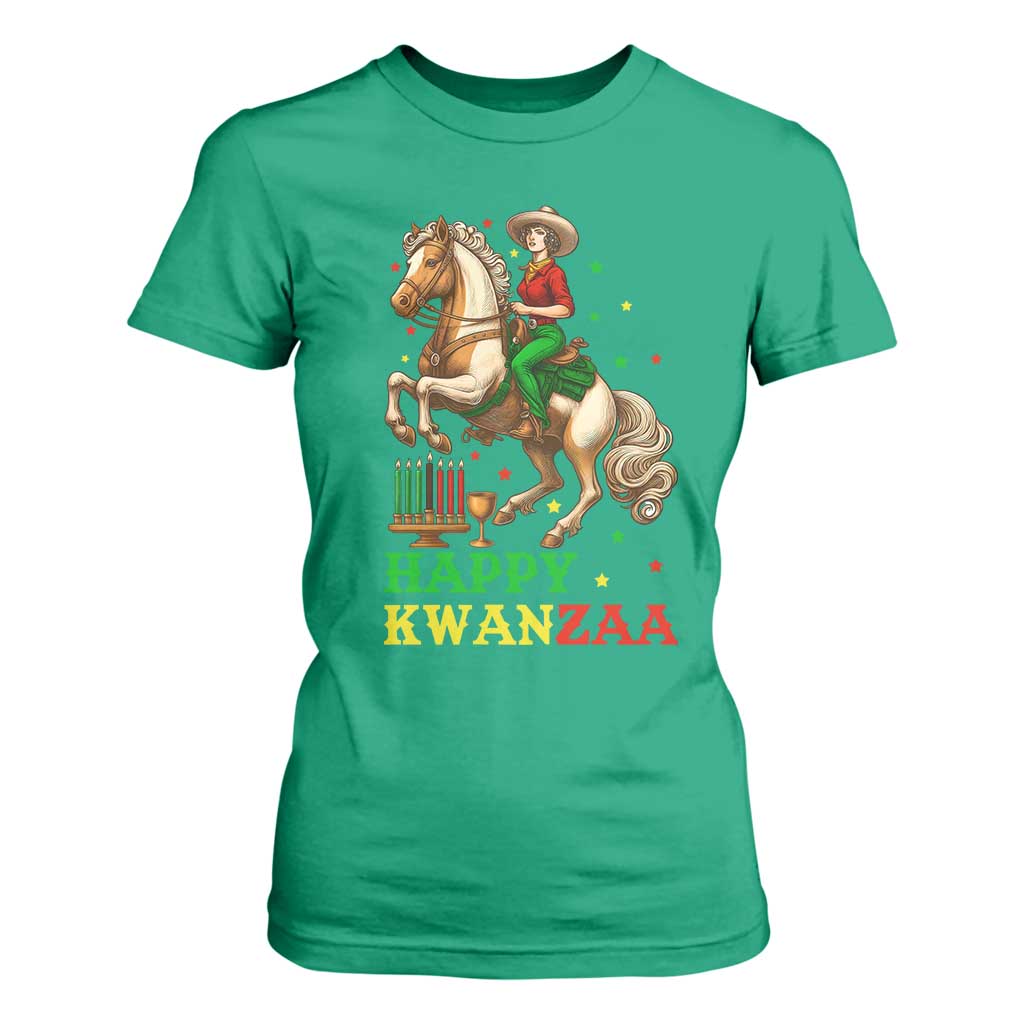 Happy Kwanzaa Cowgirl T Shirt For Women Funny African American Festival Gift TS12 Irish Green Print Your Wear