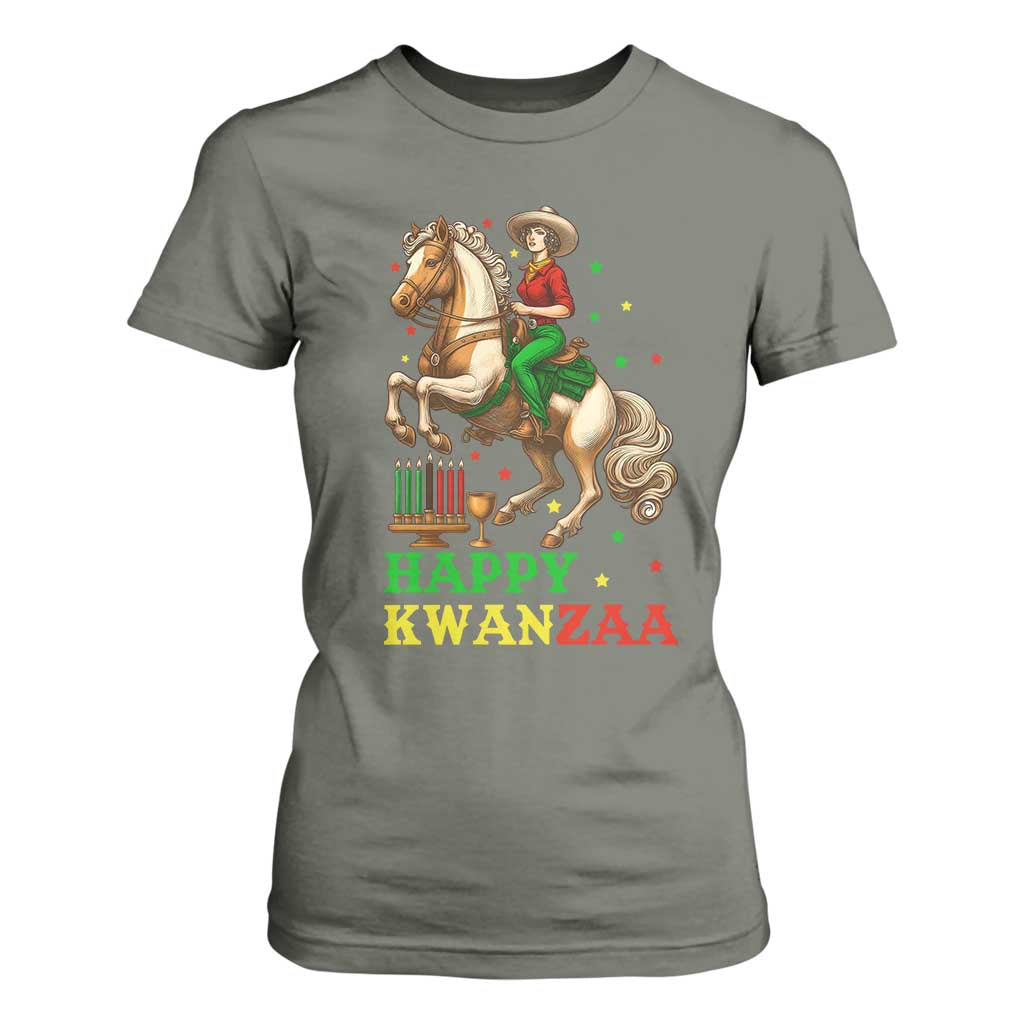 Happy Kwanzaa Cowgirl T Shirt For Women Funny African American Festival Gift TS12 Military Green Print Your Wear