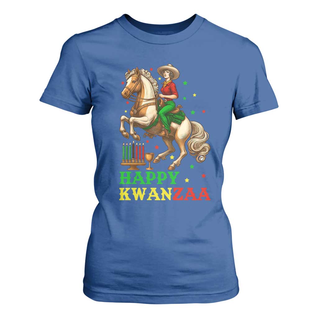 Happy Kwanzaa Cowgirl T Shirt For Women Funny African American Festival Gift TS12 Royal Blue Print Your Wear