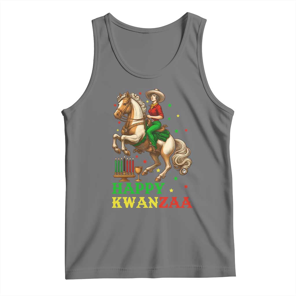 Happy Kwanzaa Cowgirl Tank Top Funny African American Festival Gift TS12 Black Heather Print Your Wear