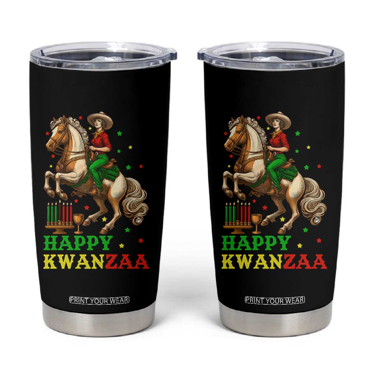 Happy Kwanzaa Cowgirl Tumbler Cup Funny African American Festival Gift - Print Your Wear