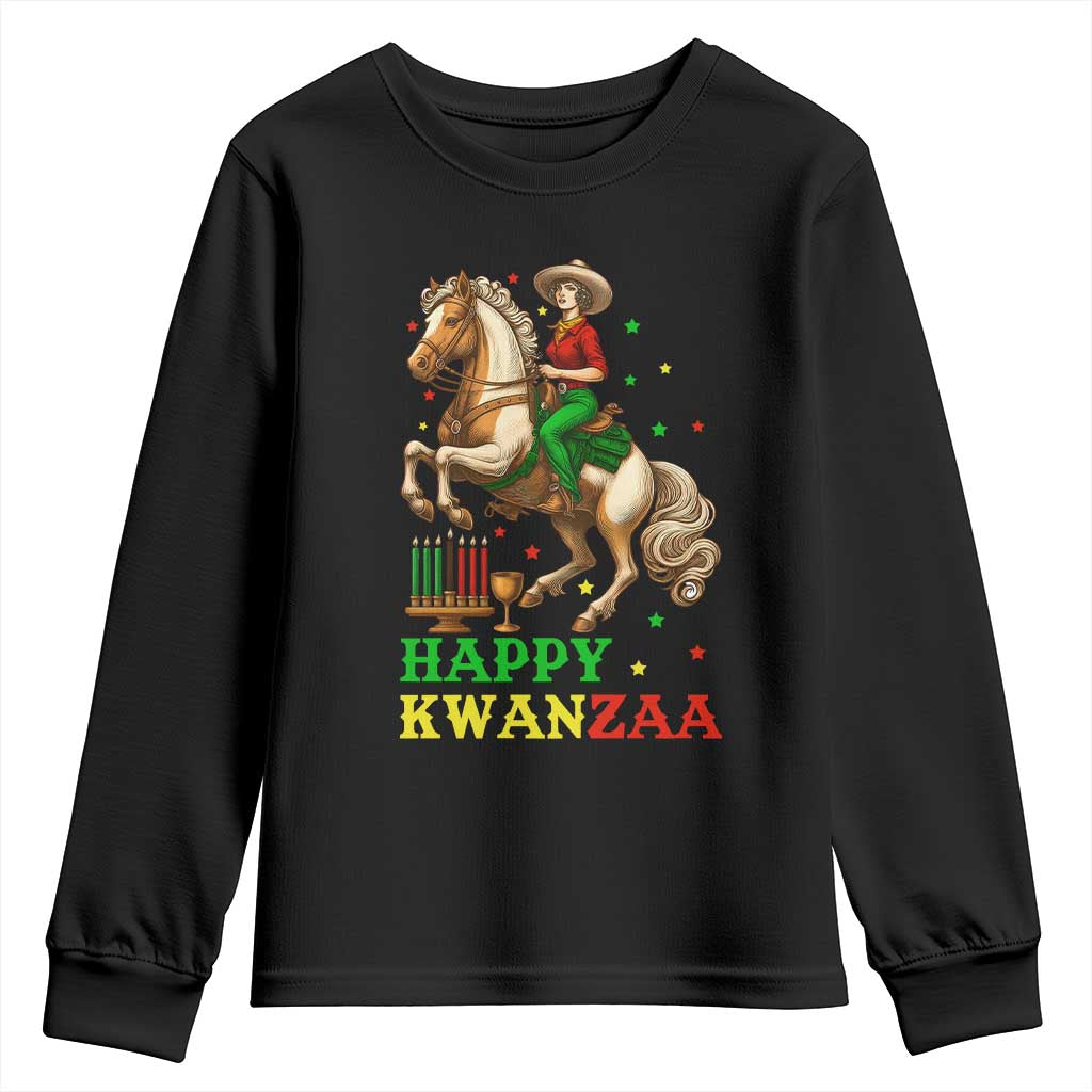 Happy Kwanzaa Cowgirl Youth Sweatshirt Funny African American Festival Gift - Print Your Wear