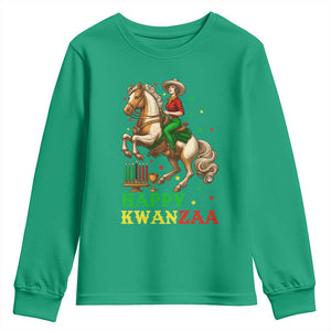 Happy Kwanzaa Cowgirl Youth Sweatshirt Funny African American Festival Gift TS12 Irish Green Print Your Wear