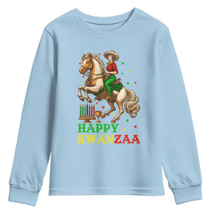 Happy Kwanzaa Cowgirl Youth Sweatshirt Funny African American Festival Gift TS12 Light Blue Print Your Wear