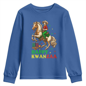 Happy Kwanzaa Cowgirl Youth Sweatshirt Funny African American Festival Gift TS12 Royal Blue Print Your Wear