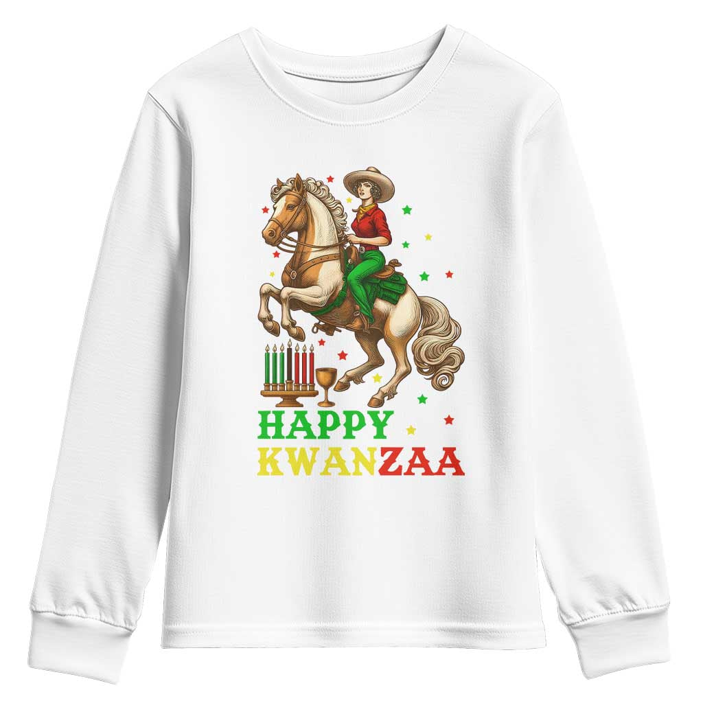 Happy Kwanzaa Cowgirl Youth Sweatshirt Funny African American Festival Gift - Print Your Wear