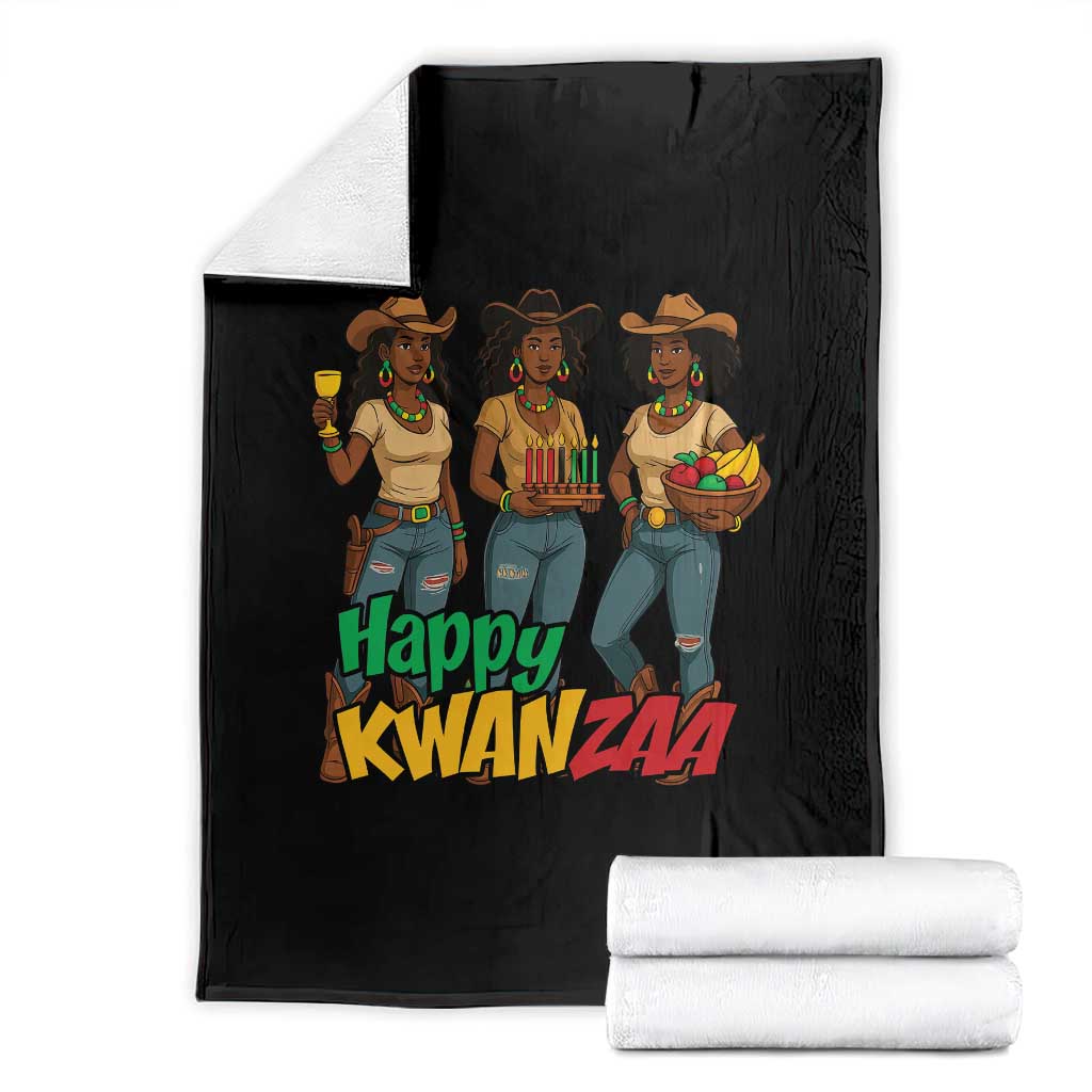 Happy Kwanzaa Cowgirl Throw Blanket Festival Of Lights African Heritage Gift - Print Your Wear