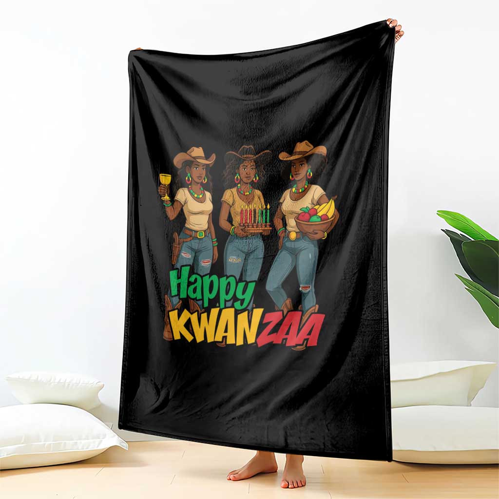 Happy Kwanzaa Cowgirl Throw Blanket Festival Of Lights African Heritage Gift - Print Your Wear