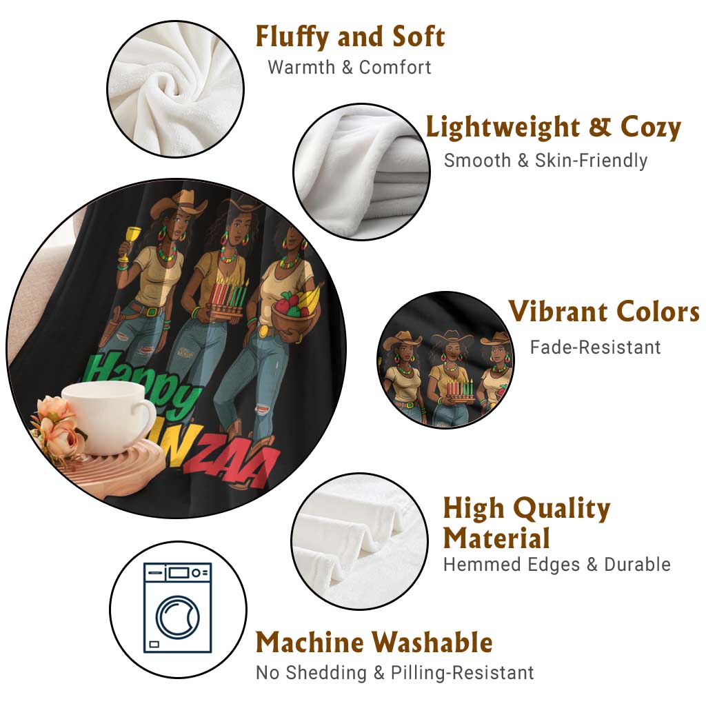 Happy Kwanzaa Cowgirl Throw Blanket Festival Of Lights African Heritage Gift - Print Your Wear