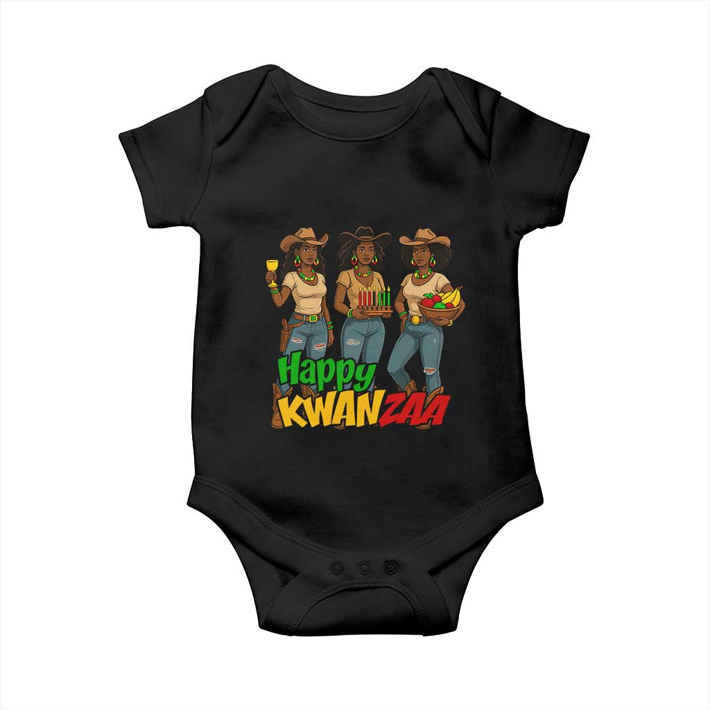 Happy Kwanzaa Cowgirl Baby Onesie Festival Of Lights African Heritage Gift TS12 Black Print Your Wear