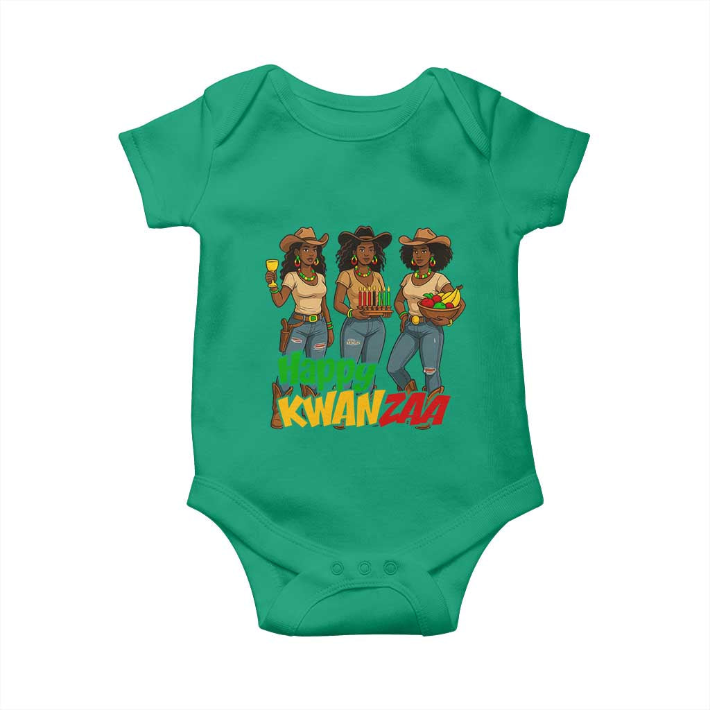 Happy Kwanzaa Cowgirl Baby Onesie Festival Of Lights African Heritage Gift - Print Your Wear