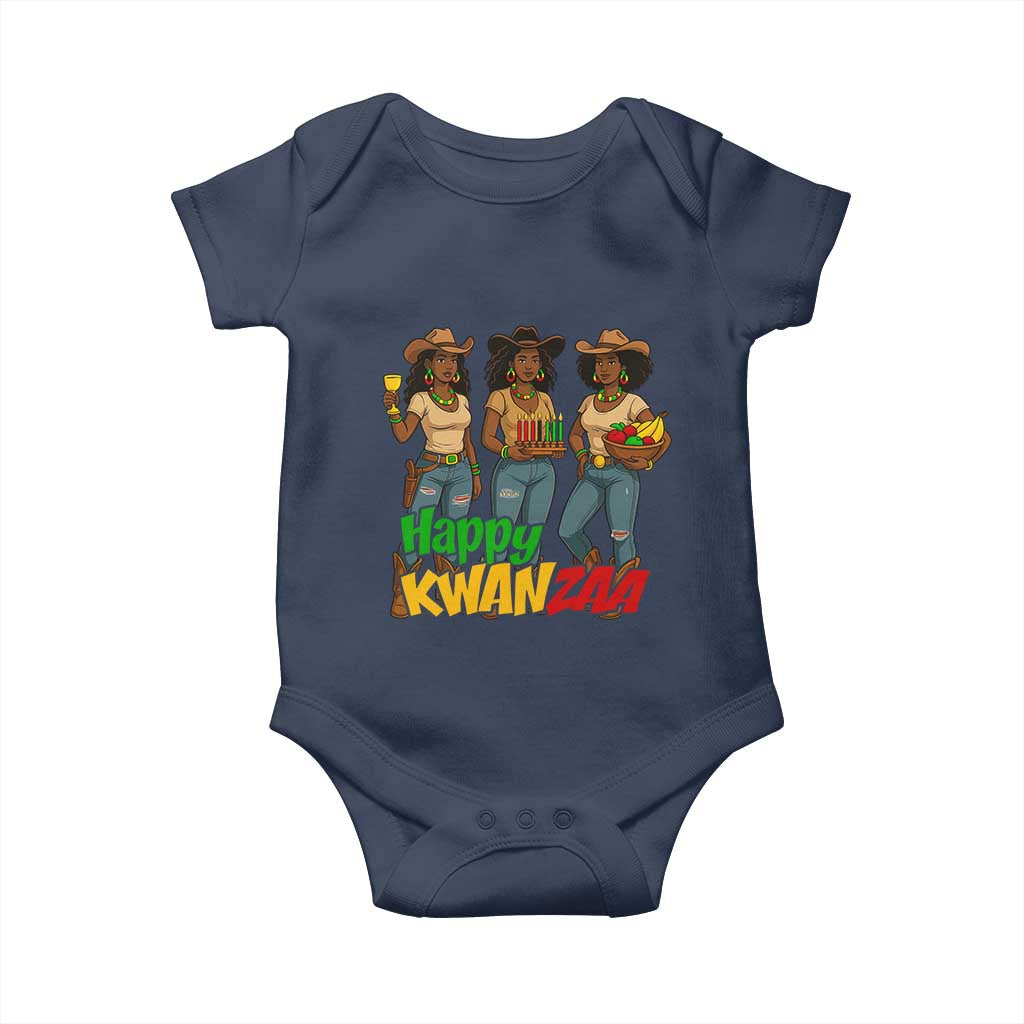 Happy Kwanzaa Cowgirl Baby Onesie Festival Of Lights African Heritage Gift TS12 Navy Print Your Wear