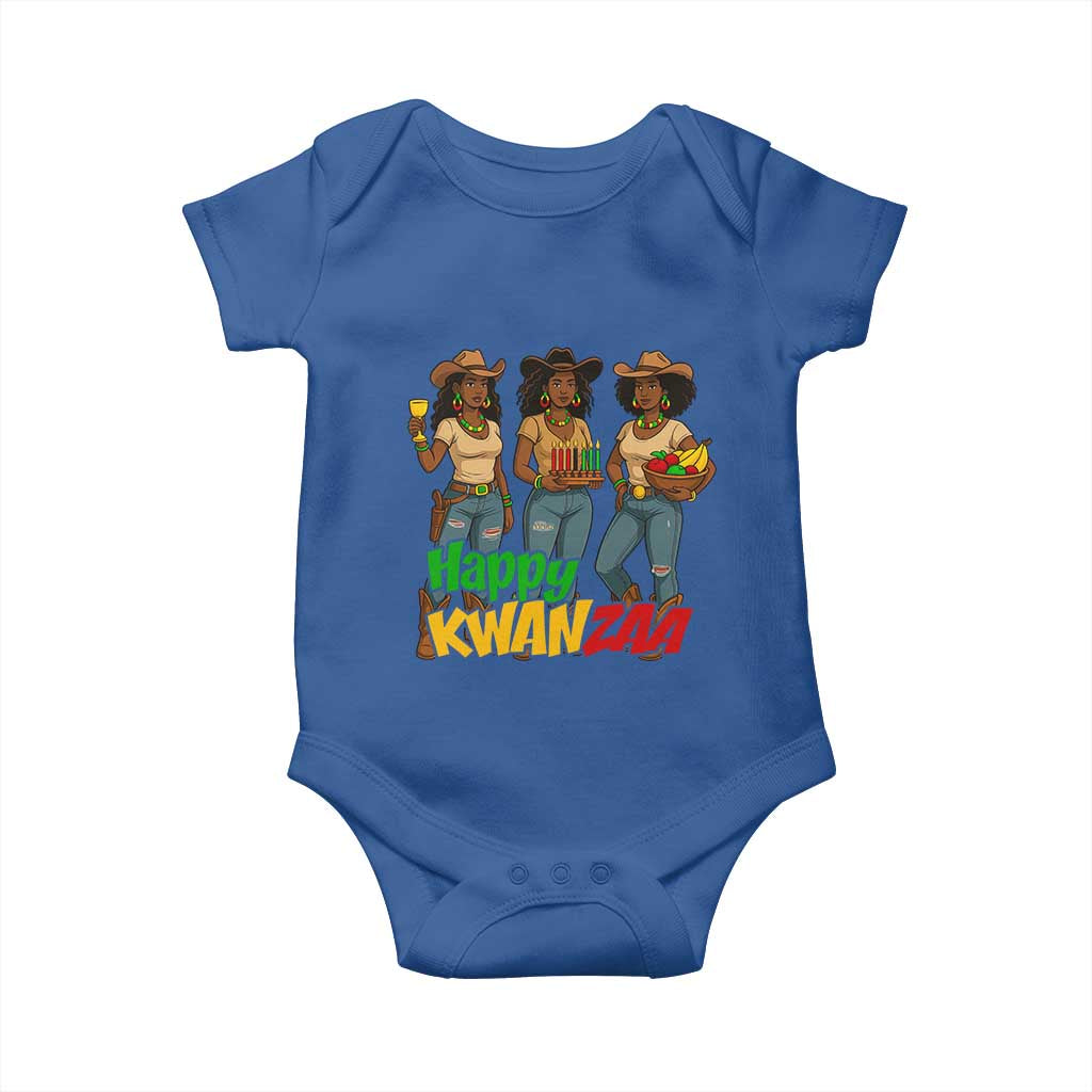 Happy Kwanzaa Cowgirl Baby Onesie Festival Of Lights African Heritage Gift TS12 Royal Blue Print Your Wear