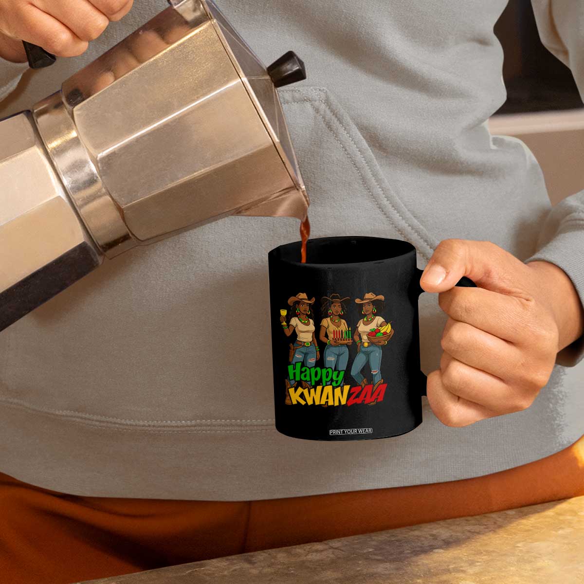 Happy Kwanzaa Cowgirl Coffee Mug Festival Of Lights African Heritage Gift - Print Your Wear