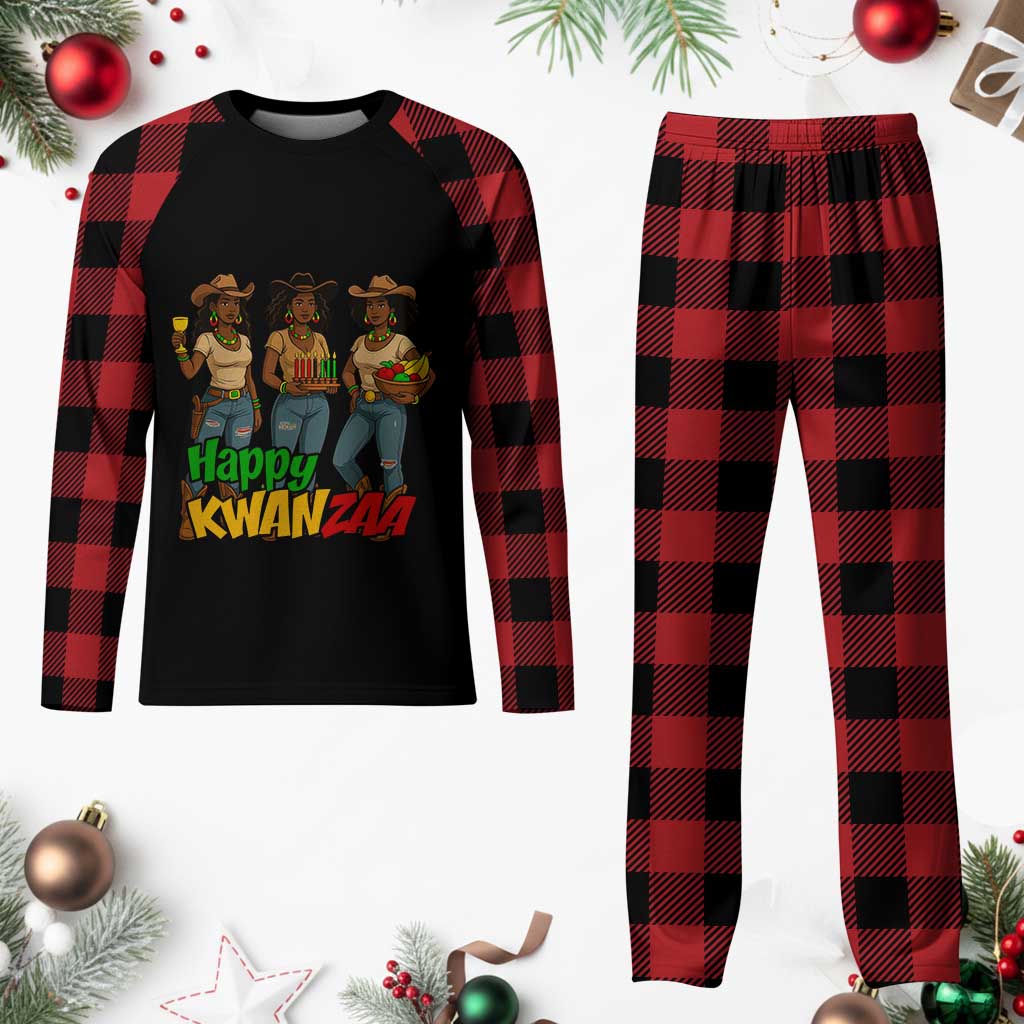 Happy Kwanzaa Cowgirl Plaid Pajama Set Festival Of Lights African Heritage Gift TS12 Buffalo Plaid Print Your Wear