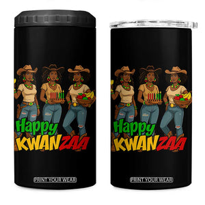 Happy Kwanzaa Cowgirl 4 in 1 Can Cooler Tumbler Festival Of Lights African Heritage Gift TS12 One Size: 16 oz Black Print Your Wear