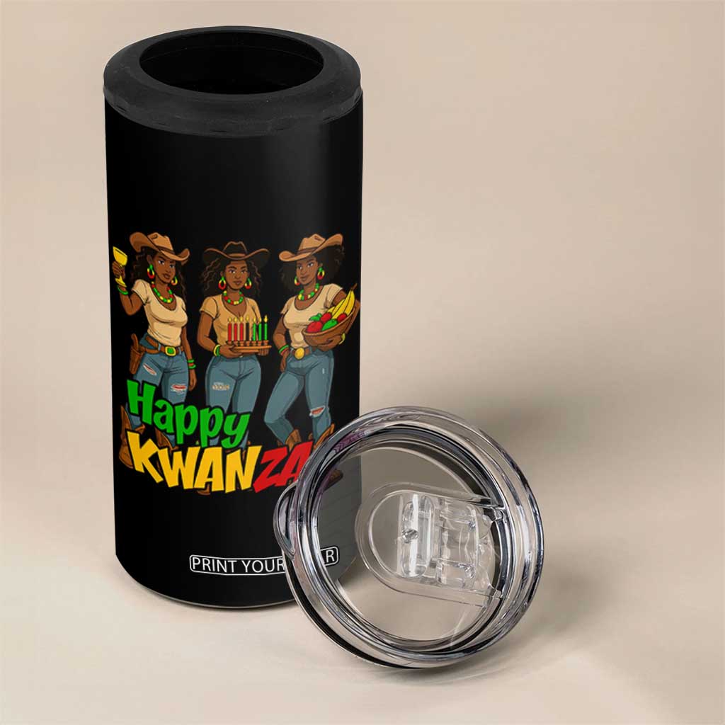 Happy Kwanzaa Cowgirl 4 in 1 Can Cooler Tumbler Festival Of Lights African Heritage Gift TS12 Print Your Wear