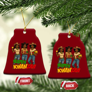 Happy Kwanzaa Cowgirl Ceramic Ornament Festival Of Lights African Heritage Gift - Print Your Wear