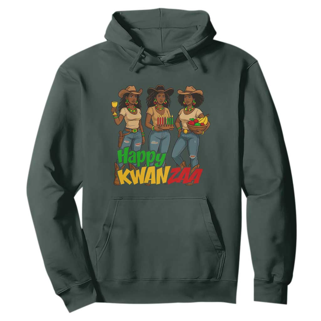 Happy Kwanzaa Cowgirl Hoodie Festival Of Lights African Heritage Gift TS12 Dark Forest Green Print Your Wear