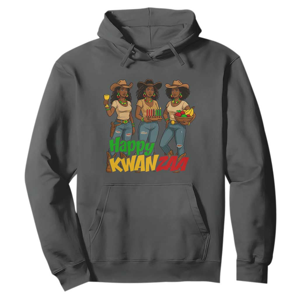 Happy Kwanzaa Cowgirl Hoodie Festival Of Lights African Heritage Gift TS12 Dark Heather Print Your Wear