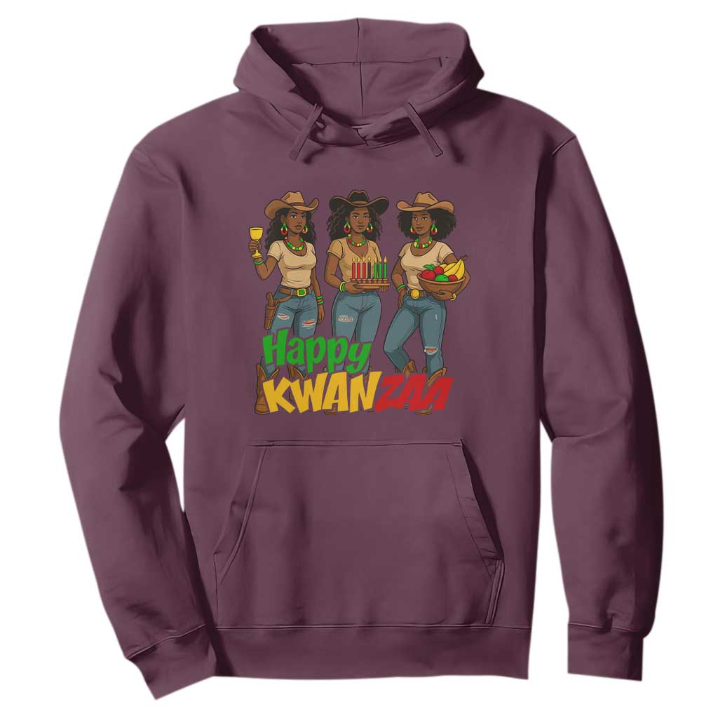 Happy Kwanzaa Cowgirl Hoodie Festival Of Lights African Heritage Gift TS12 Maroon Print Your Wear