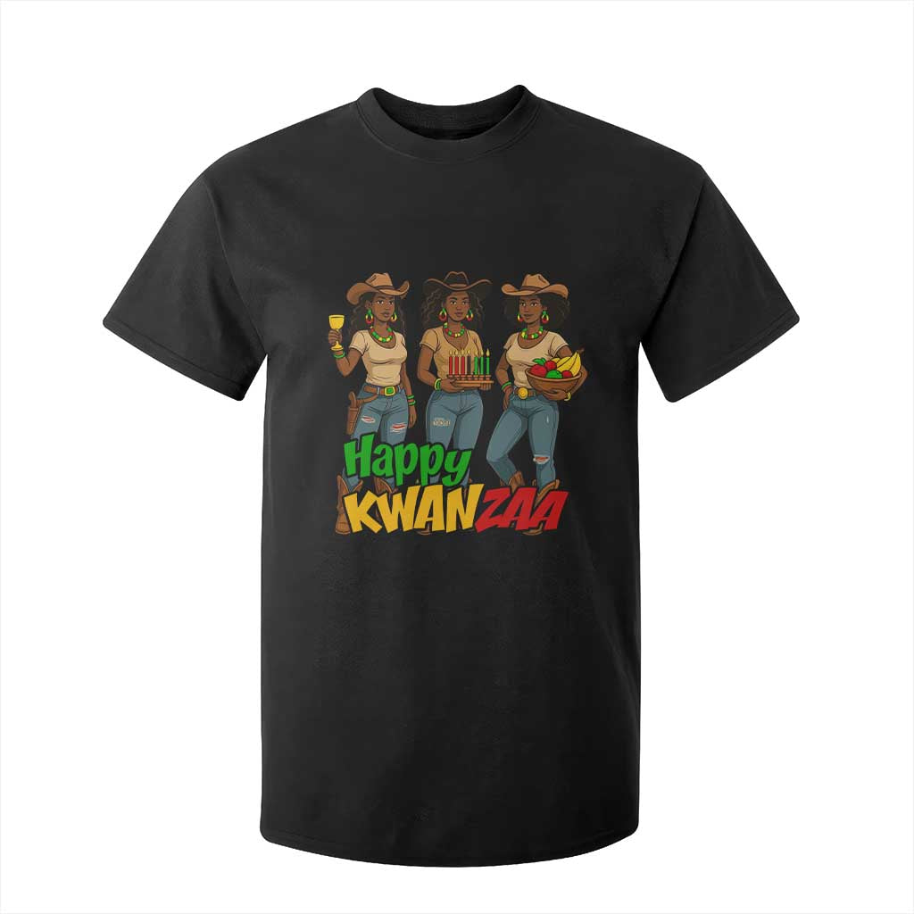 Happy Kwanzaa Cowgirl T Shirt For Kid Festival Of Lights African Heritage Gift TS12 Black Print Your Wear