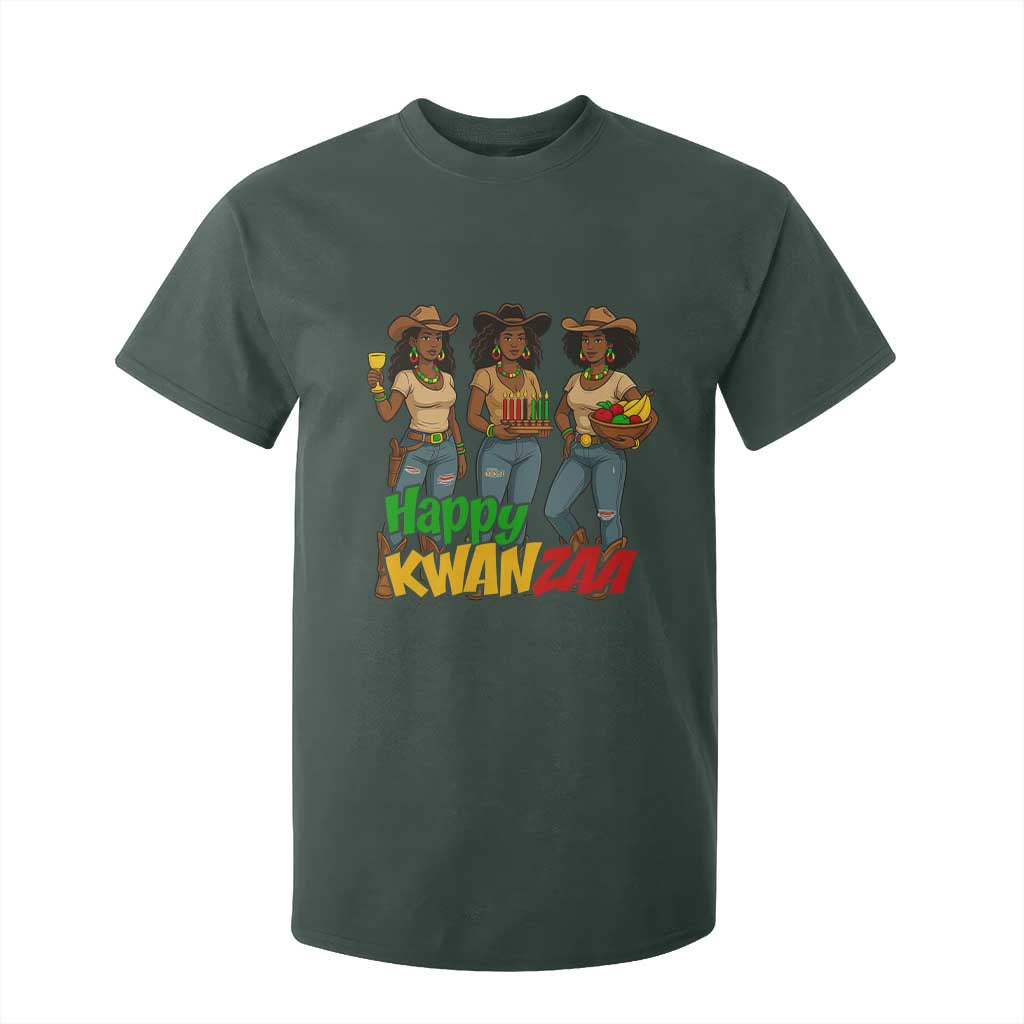 Happy Kwanzaa Cowgirl T Shirt For Kid Festival Of Lights African Heritage Gift TS12 Dark Forest Green Print Your Wear