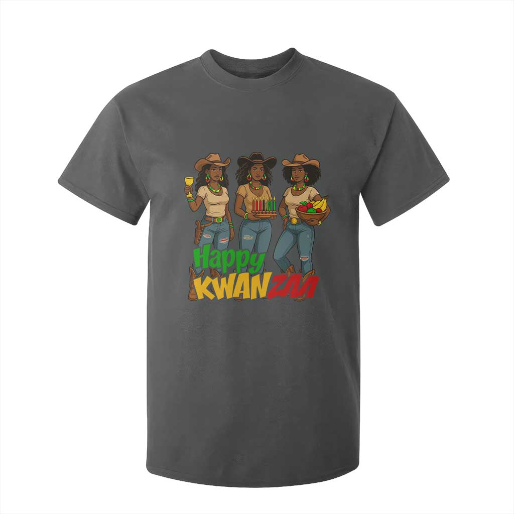 Happy Kwanzaa Cowgirl T Shirt For Kid Festival Of Lights African Heritage Gift TS12 Dark Heather Print Your Wear