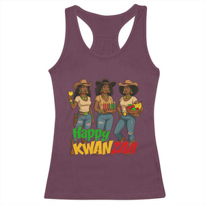 Happy Kwanzaa Cowgirl Racerback Tank Top Festival Of Lights African Heritage Gift TS12 Maroon Print Your Wear
