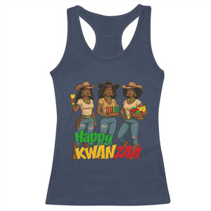 Happy Kwanzaa Cowgirl Racerback Tank Top Festival Of Lights African Heritage Gift TS12 Navy Print Your Wear