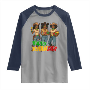 Happy Kwanzaa Cowgirl Raglan Shirt Festival Of Lights African Heritage Gift TS12 Sport Gray Navy Print Your Wear