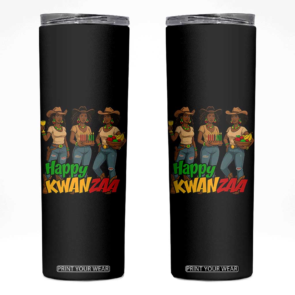 Happy Kwanzaa Cowgirl Skinny Tumbler Festival Of Lights African Heritage Gift - Print Your Wear