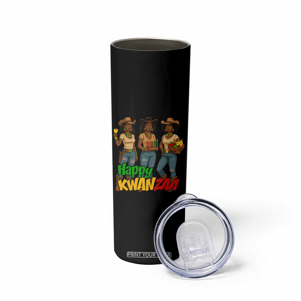 Happy Kwanzaa Cowgirl Skinny Tumbler Festival Of Lights African Heritage Gift - Print Your Wear