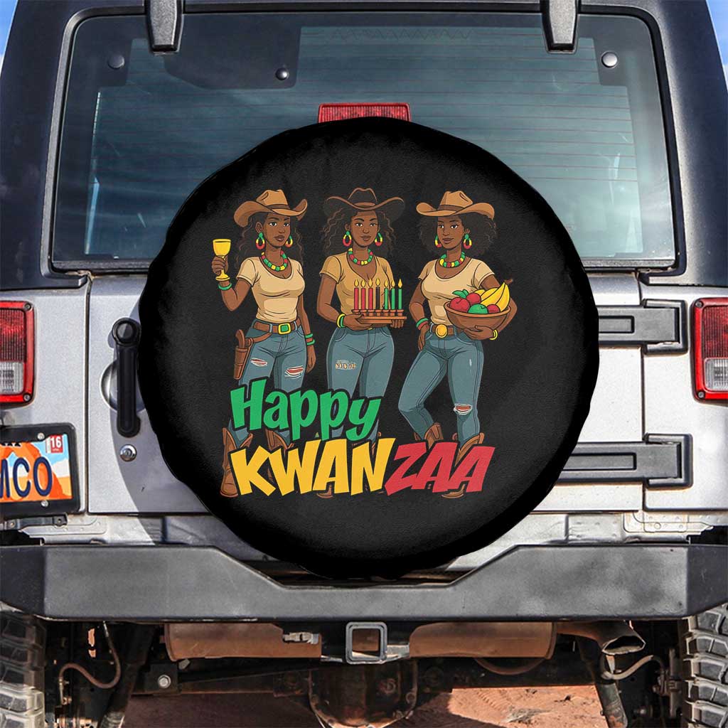 Happy Kwanzaa Cowgirl Spare Tire Cover Festival Of Lights African Heritage Gift TS12 No hole Black Print Your Wear