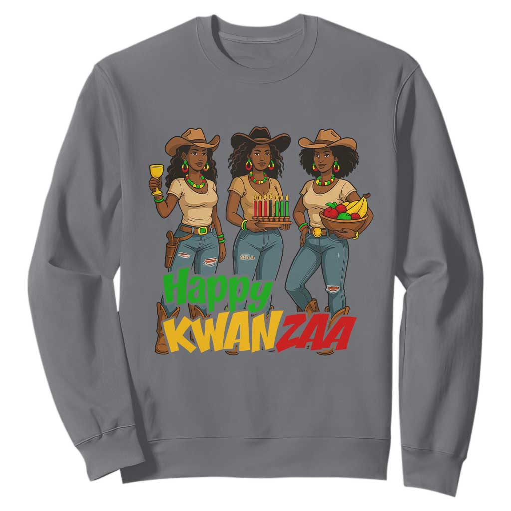 Happy Kwanzaa Cowgirl Sweatshirt Festival Of Lights African Heritage Gift - Print Your Wear