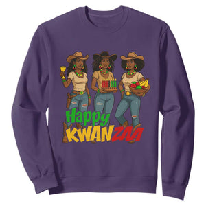 Happy Kwanzaa Cowgirl Sweatshirt Festival Of Lights African Heritage Gift TS12 Purple Print Your Wear