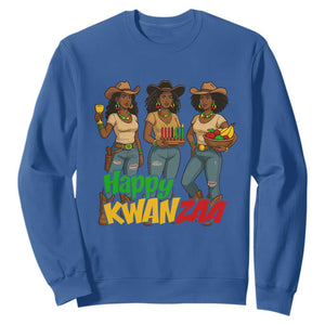 Happy Kwanzaa Cowgirl Sweatshirt Festival Of Lights African Heritage Gift TS12 Royal Blue Print Your Wear