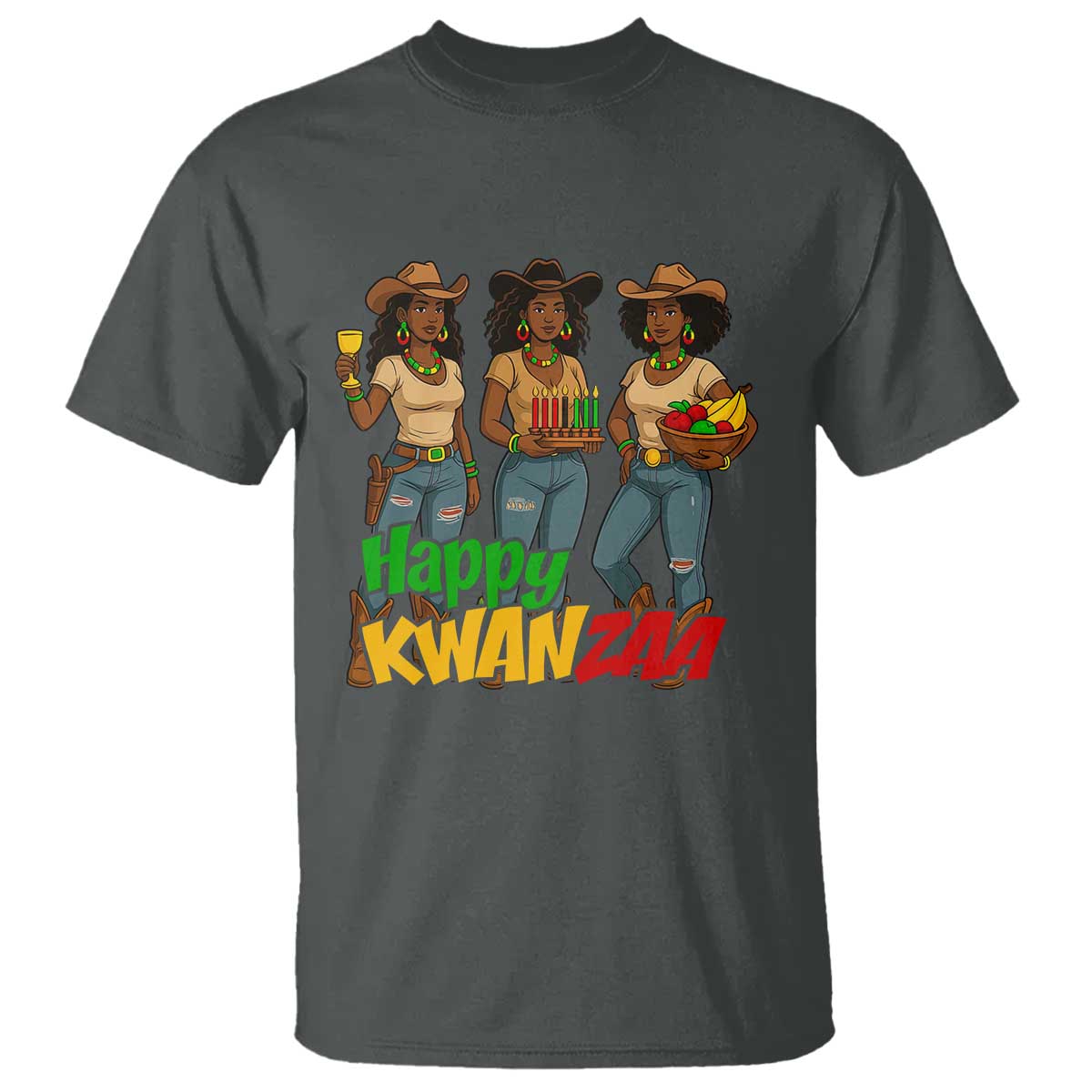 Happy Kwanzaa Cowgirl T Shirt Festival Of Lights African Heritage Gift - Print Your Wear