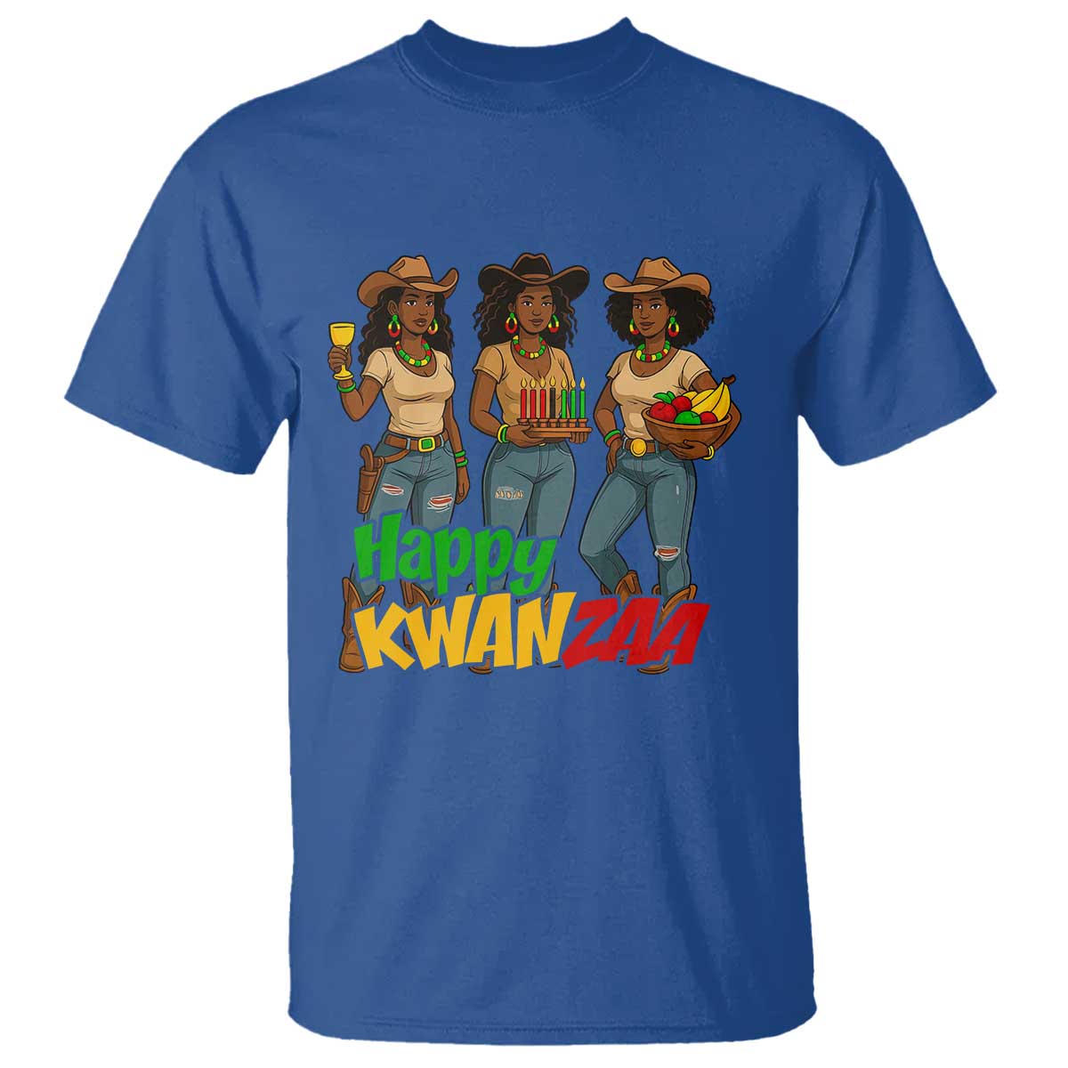 Happy Kwanzaa Cowgirl T Shirt Festival Of Lights African Heritage Gift TS12 Royal Blue Print Your Wear