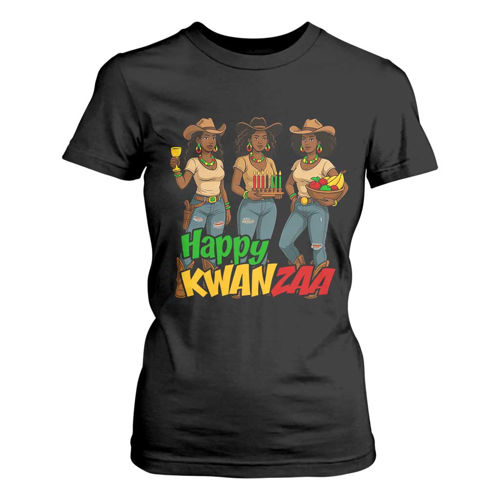 Happy Kwanzaa Cowgirl T Shirt For Women Festival Of Lights African Heritage Gift - Print Your Wear
