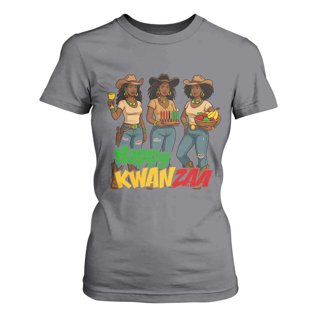 Happy Kwanzaa Cowgirl T Shirt For Women Festival Of Lights African Heritage Gift TS12 Charcoal Print Your Wear