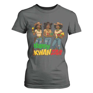 Happy Kwanzaa Cowgirl T Shirt For Women Festival Of Lights African Heritage Gift TS12 Dark Heather Print Your Wear