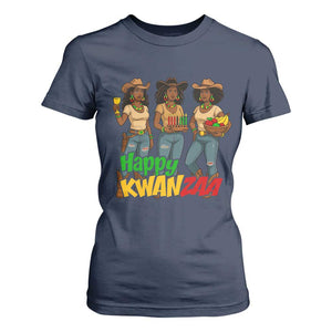 Happy Kwanzaa Cowgirl T Shirt For Women Festival Of Lights African Heritage Gift TS12 Navy Print Your Wear